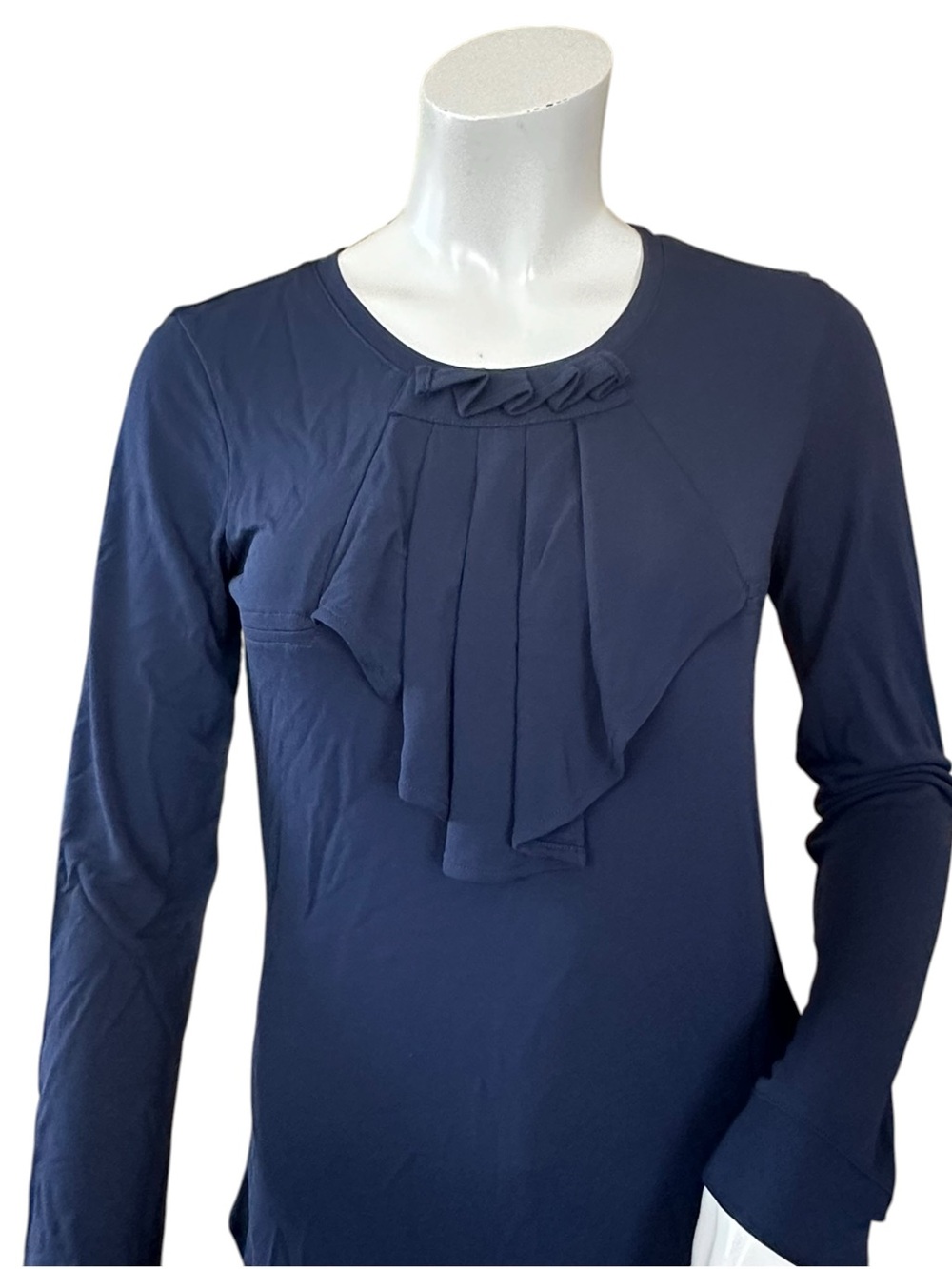 L.A.M.B. Navy Blue Ruffle Neck Fall 2007 Long Sleeve Blouse Size Large - Picture 3 of 9